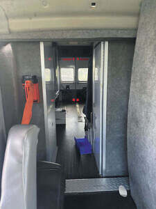 View from cab to module Ambulance interior