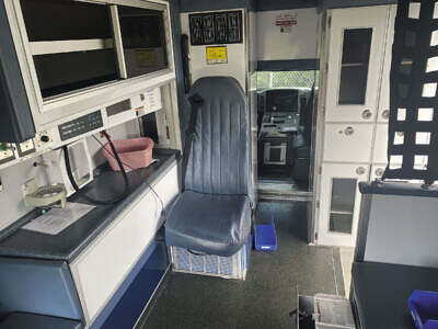 Attendant's seat & inhalation area Interior of ambulance