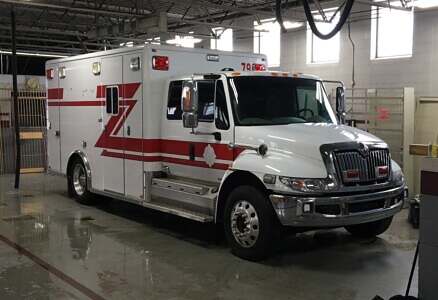 The Rig in it's new home for the next two months...or two years Ambulance in garage