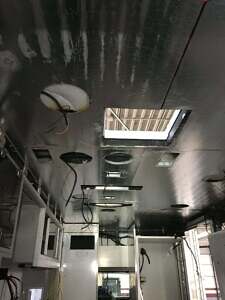 Ceiling stripped down to rigid foam insulation