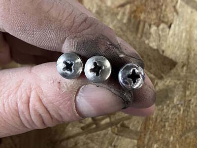 Screw heads (before, after sanding, after polishing) Screw heads (before, after sanding, after polishing)