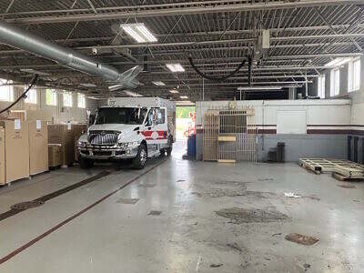 Truck in garage